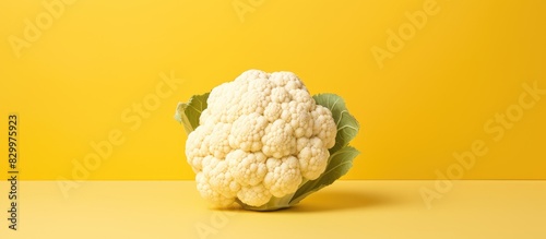 A cauliflower sits on a yel...