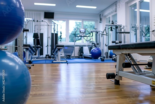 Physiotherapy Gym Rehabilitation Session with Specialized Equipment for Leg Injury Recovery