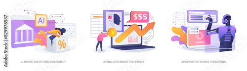 AI in financial management abstract concept vector illustrations.