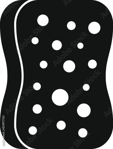 Vector illustration of a black sponge silhouette, perfect for cleaningrelated design projects photo