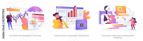 Accounting and Financial Management with AI abstract concept vector illustrations.