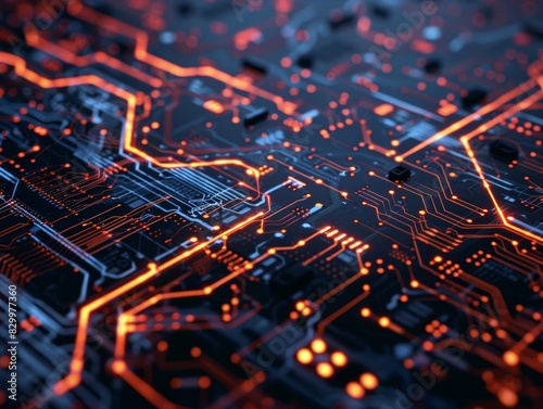 Background of a digital circuit board with intricate patterns