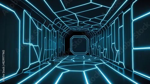 abstract blue tunnel