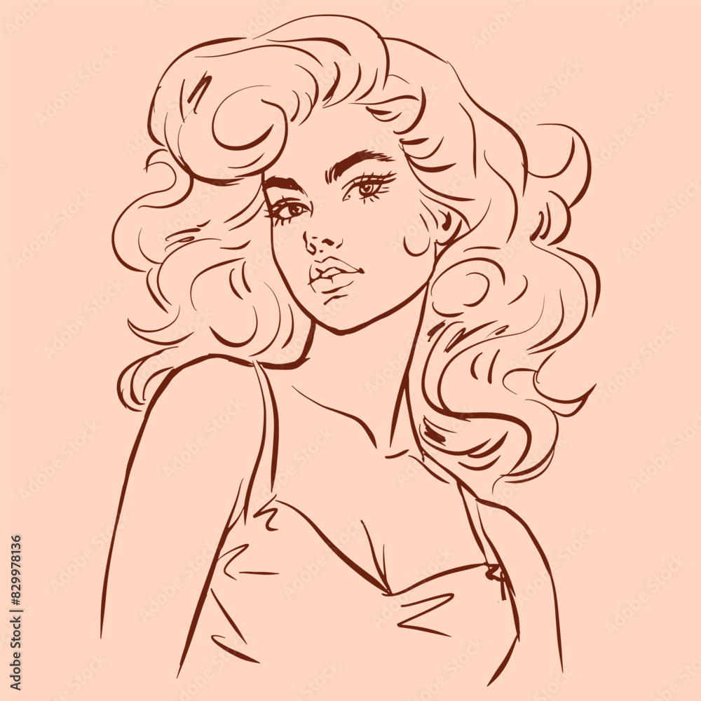 image of a retro woman vector for card decoration illustration