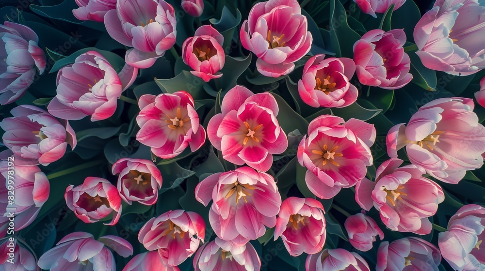 Pink Tulips From Above.