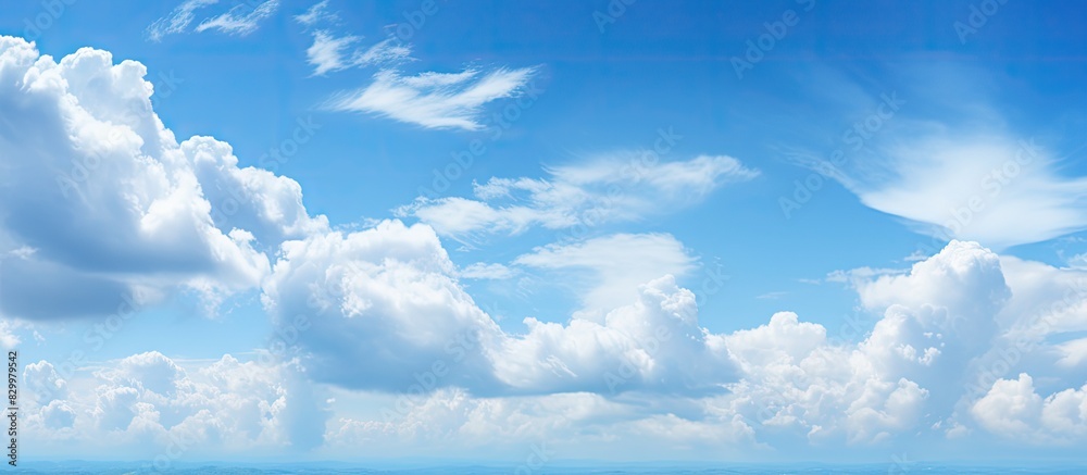 The copy space image captures a pleasant weather with clear skies and fluffy clouds The copy space image captures a pleasant weather with clear skies and fluffy clouds