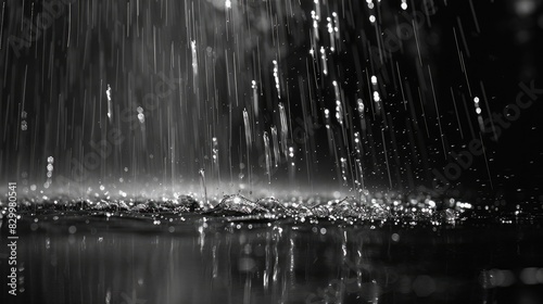 Water droplets from a shower falling on a dark surface