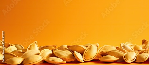 Peeled pumpkin seeds shown ...