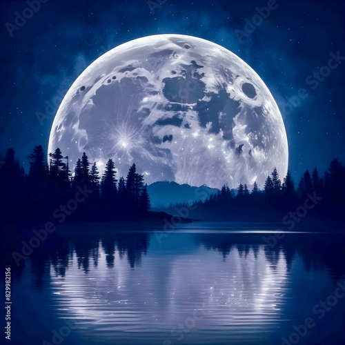 night sky and moon. a full moon is shown on a blue background with a full moon.