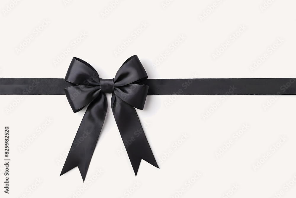 Black bow on a white background, symbol of mourning and remembrance Black bow on a white background, symbol of mourning and remembrance