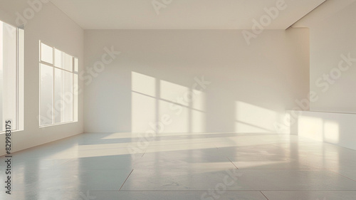 living room with white walls and shadow from window