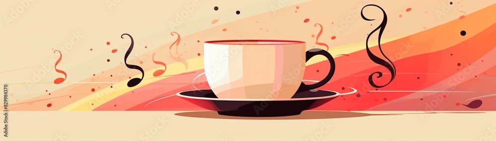 Minimalist coffee cup with clean lines and a simple musical note, art, pastel colors, elegant design 8K , high-resolution, ultra HD,up32K HD Minimalist coffee cup with clean lines and a simple musical note, art, pastel colors, elegant design 8K , high-resolution, ultra HD,up32K HD