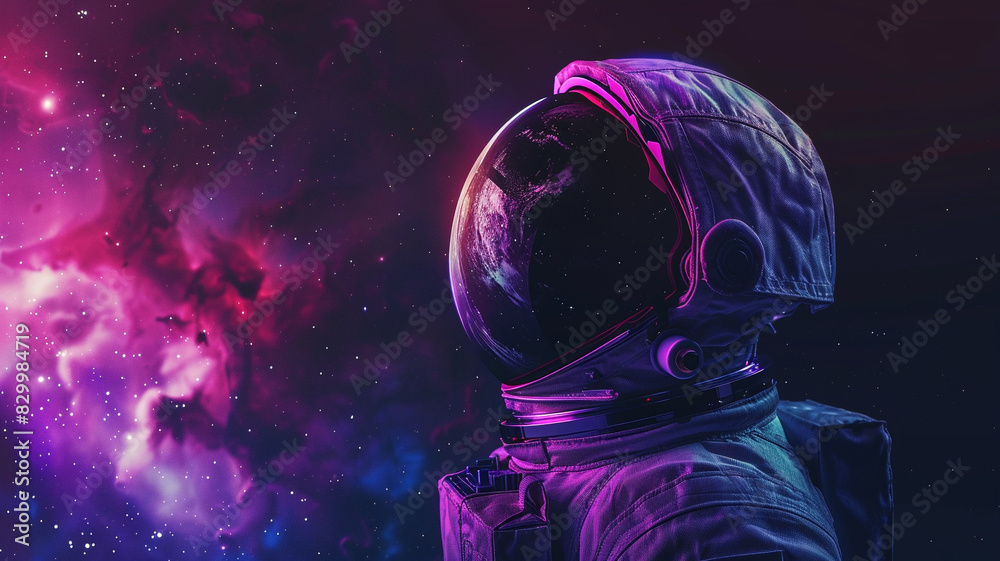 An astronaut in space with a colorful galaxy background An astronaut in space with a colorful galaxy background