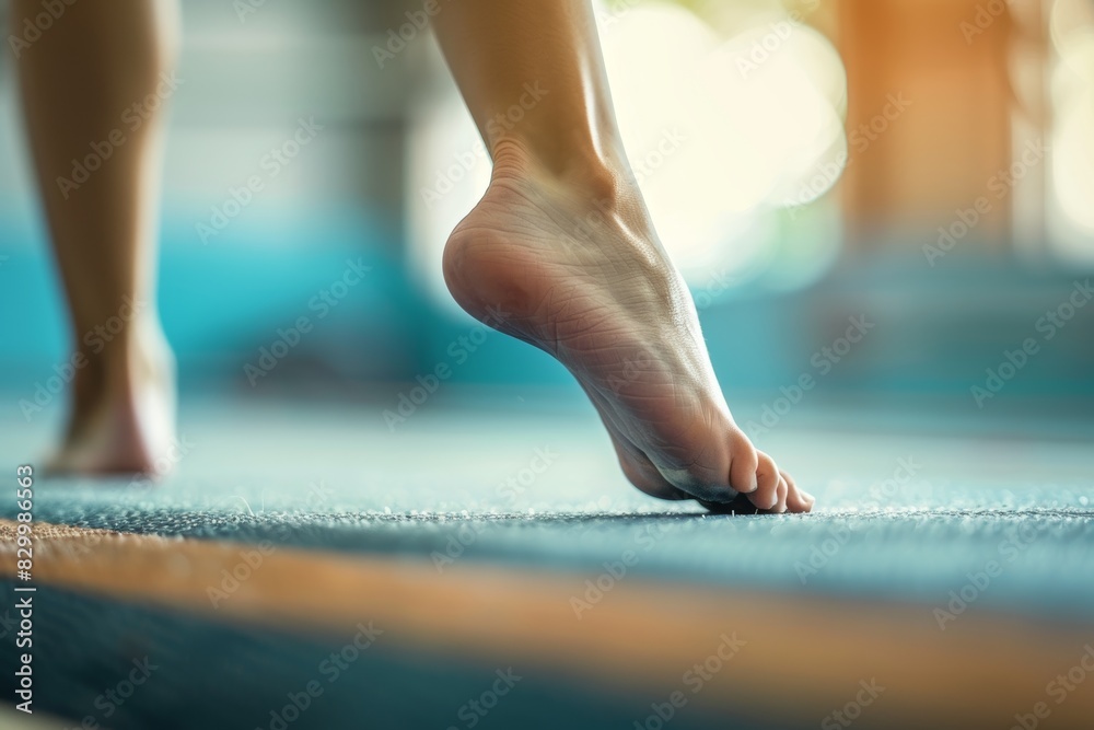 Elegant Gymnast's Perfect Dismount from Balance Beam - Showcasing Precision and Grace in Motion Elegant Gymnast's Perfect Dismount from Balance Beam - Showcasing Precision and Grace in Motion