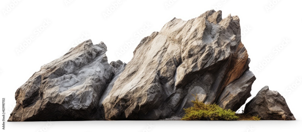 Isolated white background with a big rock as a copy space image
