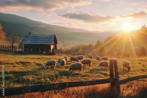 Serene Morning in Sheep Pen photo