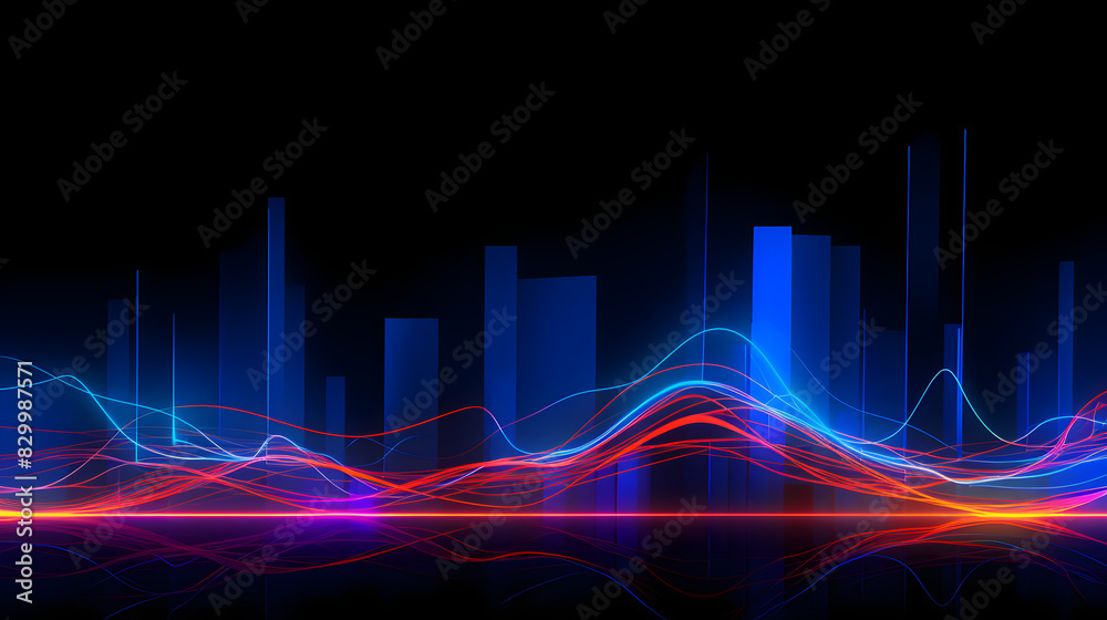 Fototapeta premium Digital color neon neural networks abstract poster background