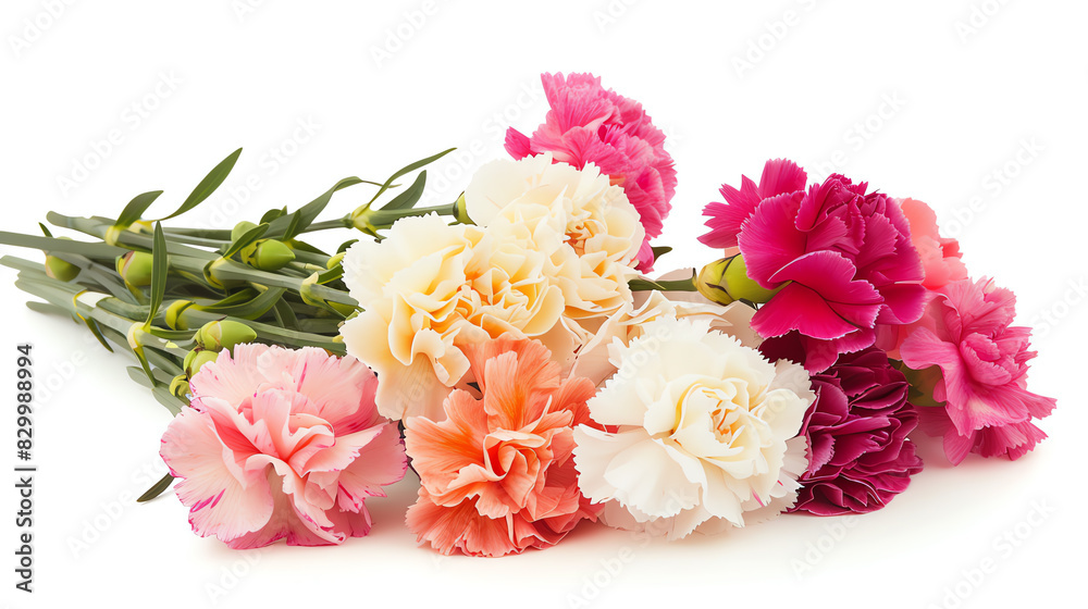 Carnation, bouquet, isolated on white background
