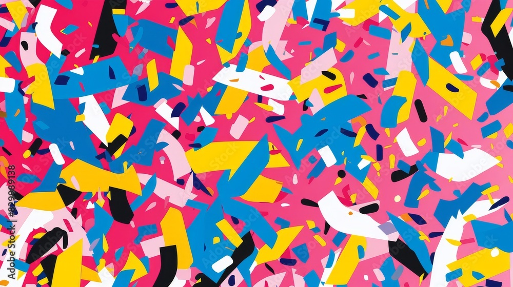 Obraz premium Abstract background with confetti shapes and colors that symbolize the excitement of National Nylon Stockings Day