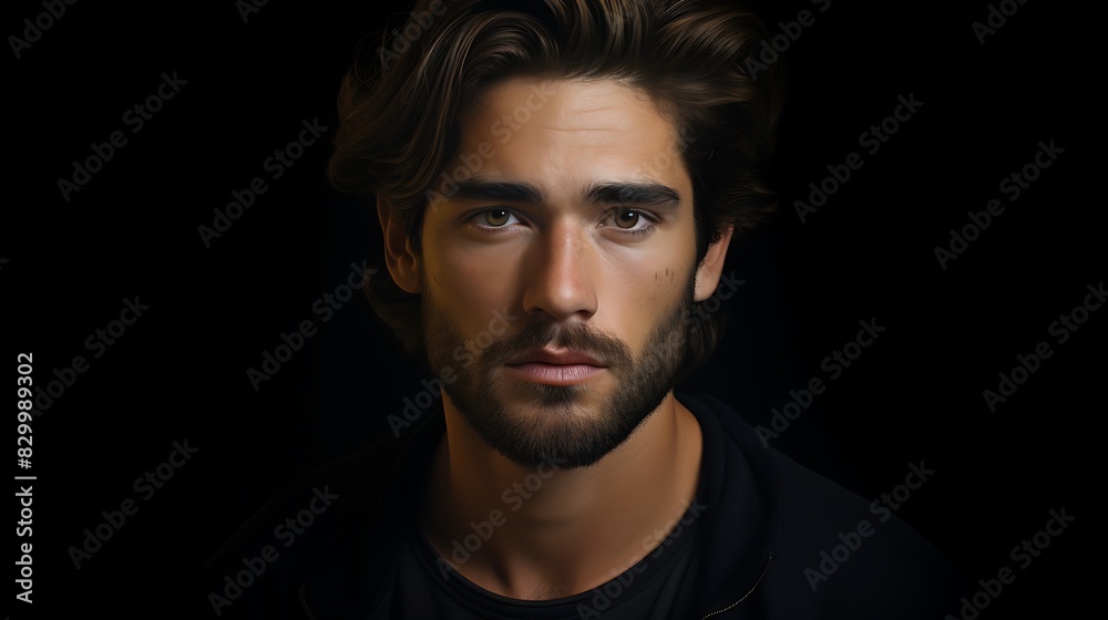 Elegant Charisma: Handsome Man on Black Background Elegant Charisma: Handsome Man on Black Background