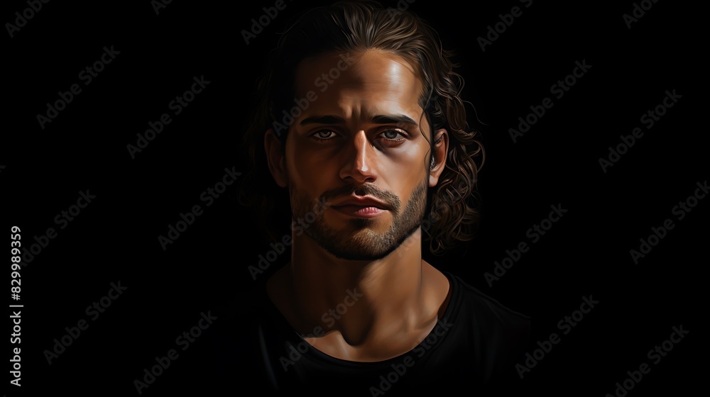 Fototapeta premium Elegant Charisma: Handsome Man on Black Background