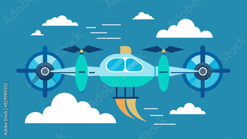 The air is filled with the hum of electronic engines and the occasional whoosh of a passing eVTOL.. Vector illustration