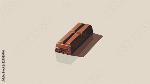 Minimalist Poster for World Chocolate Day with Dripping Chocolate Bar Illustration for Design and Print