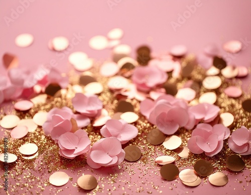 Festive Elegance: Golden Sparkles on Pastel Pink