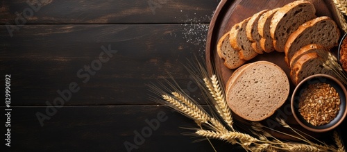 A plate displays multigrain bread slices embodying freshness and a breakfast concept The image provides copy space to highlight the bread made with finger millet and whole wheat flour photo