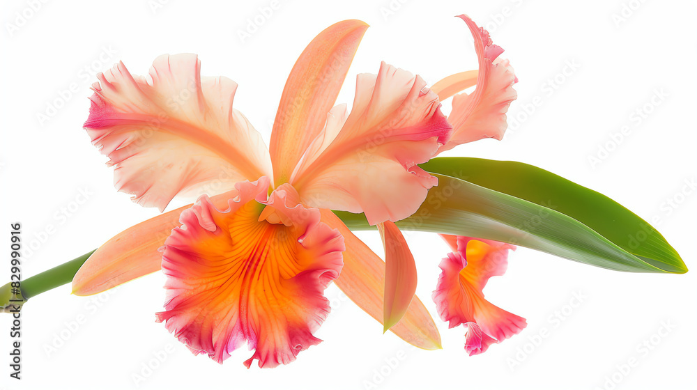 Cattleya, single bloom, isolated on white background Cattleya, single bloom, isolated on white background