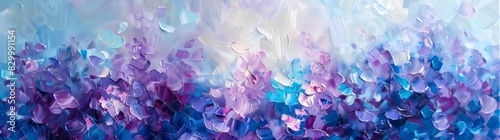 abstract oil painting of lilac flowers in the spring