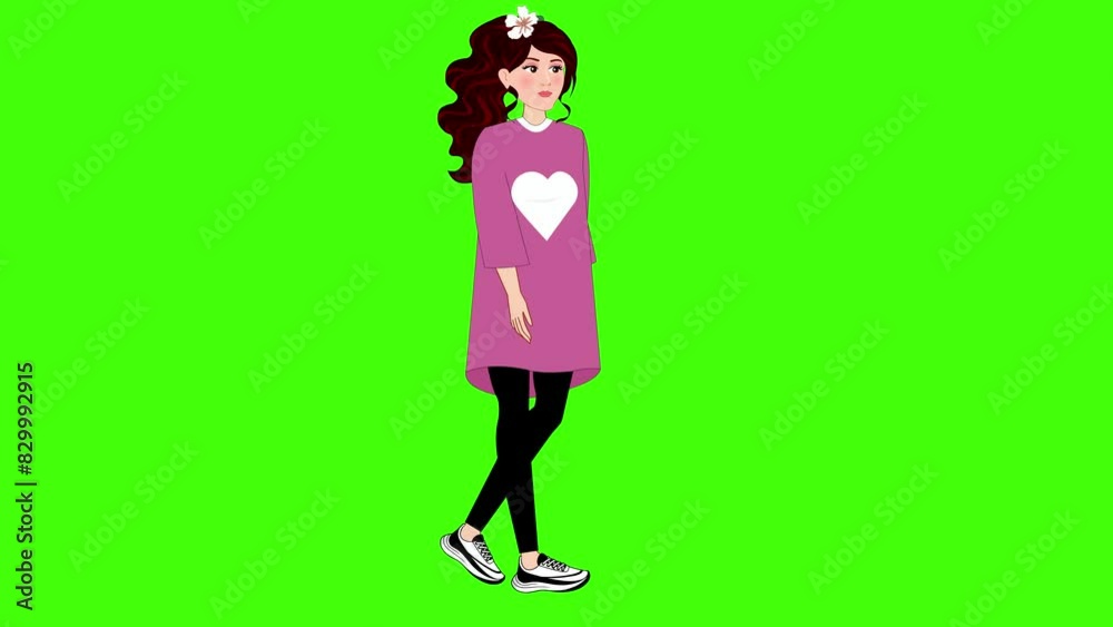 Girl Walking Animation On Green Screen Girl Walking Animation On Green Screen