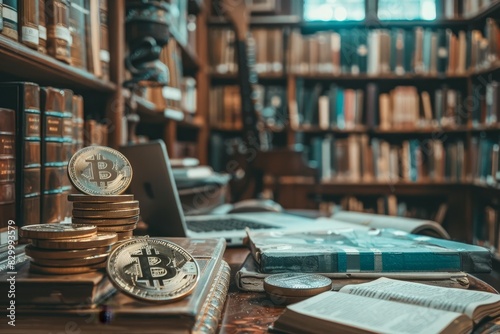 Cryptocurrency Research: A Modern Study in a Traditional Library photo