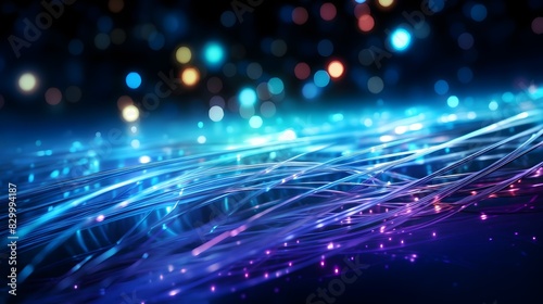 Luminous Fiber Optic Cables Representing the Interconnected Quantum Computing Network System of Global Intelligence and Data Transfer