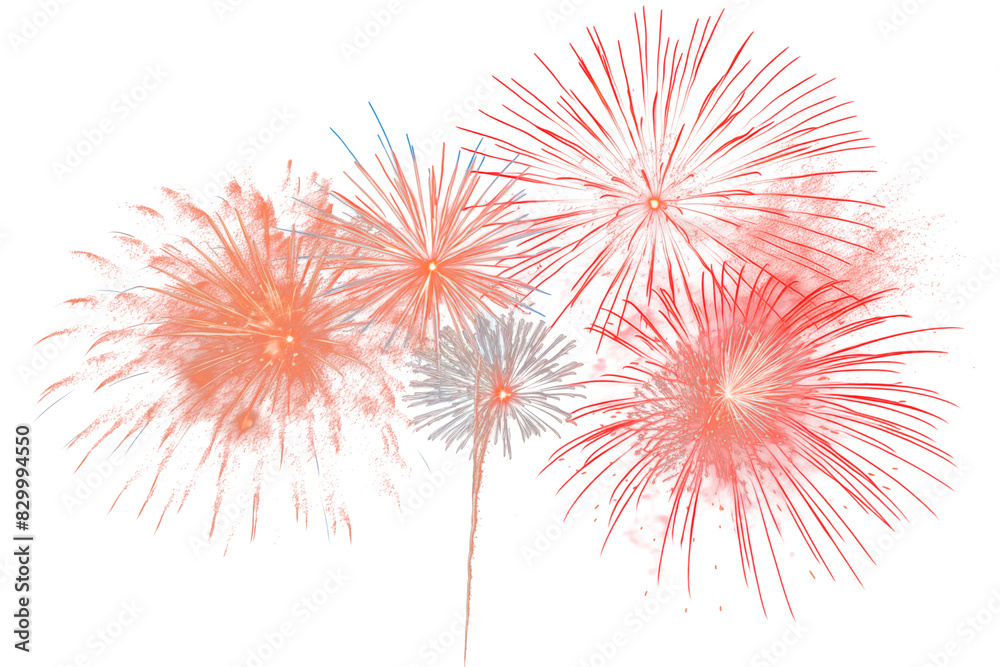 Obraz premium festive fireworks on an isolated transparent background. Fireworks png, salute, explosion png