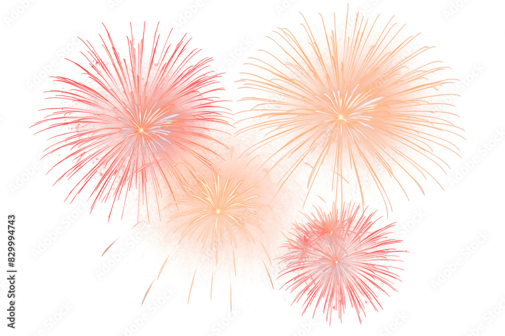 Obraz premium festive fireworks on an isolated transparent background. Fireworks png, salute, explosion png
