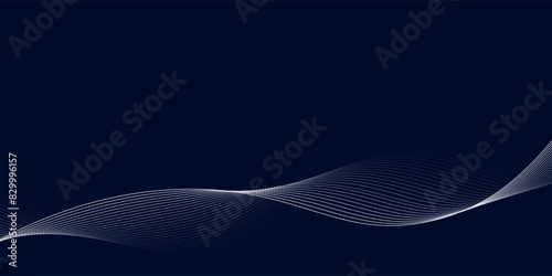 Dark abstract background with glowing wave. Shiny moving lines design element. Modern purple blue gradient flowing wave lines. Futuristic technology concept.  photo