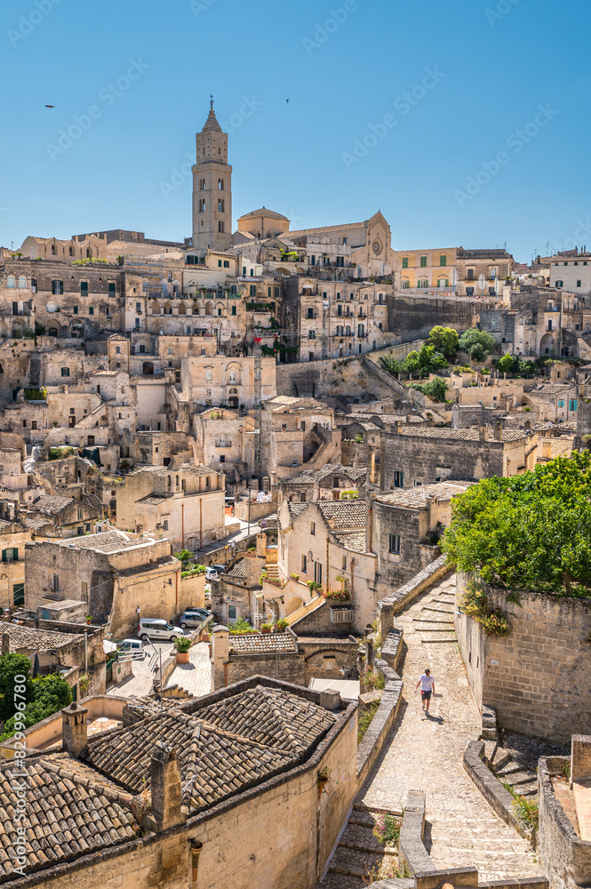 Obraz premium View of Matera at night, Puglia, Italy