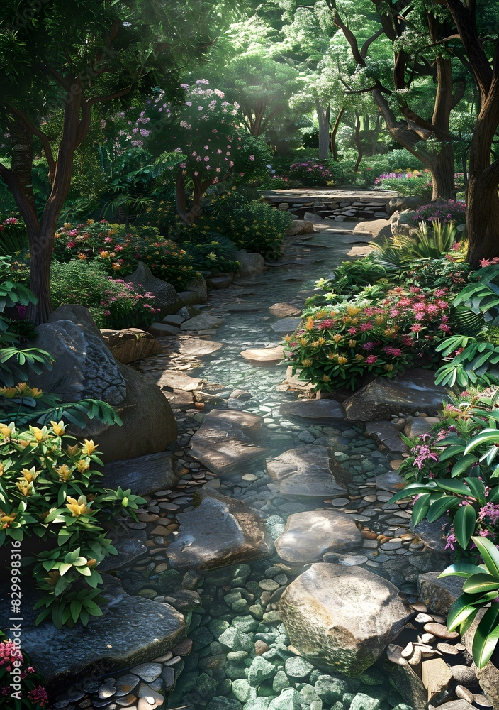 The babbling brook in the garden The babbling brook in the garden