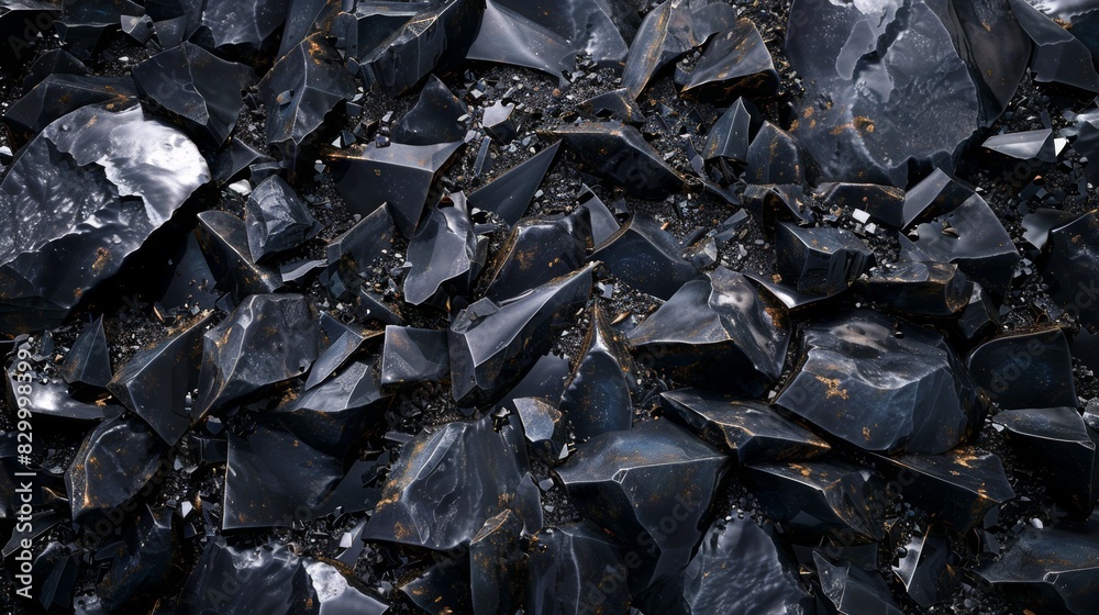 Obsidian Stone A glossy, black volcanic glass texture, ai generated