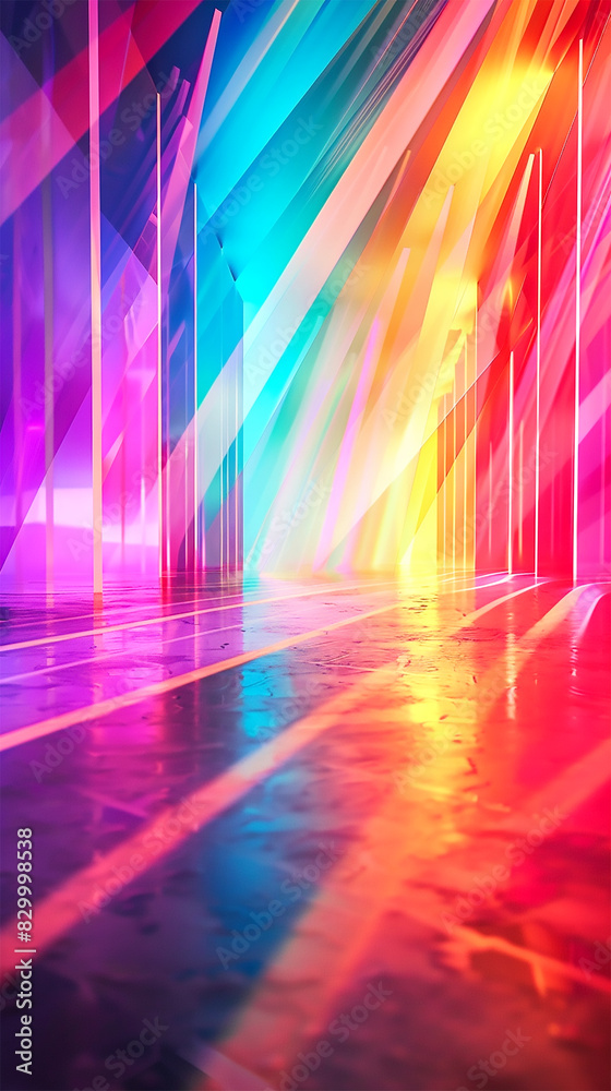 Abstract neon rainbow geometric background