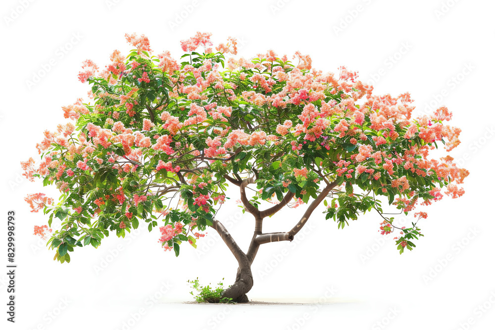 Indian Cork Tree, single bloom, isolated on white background