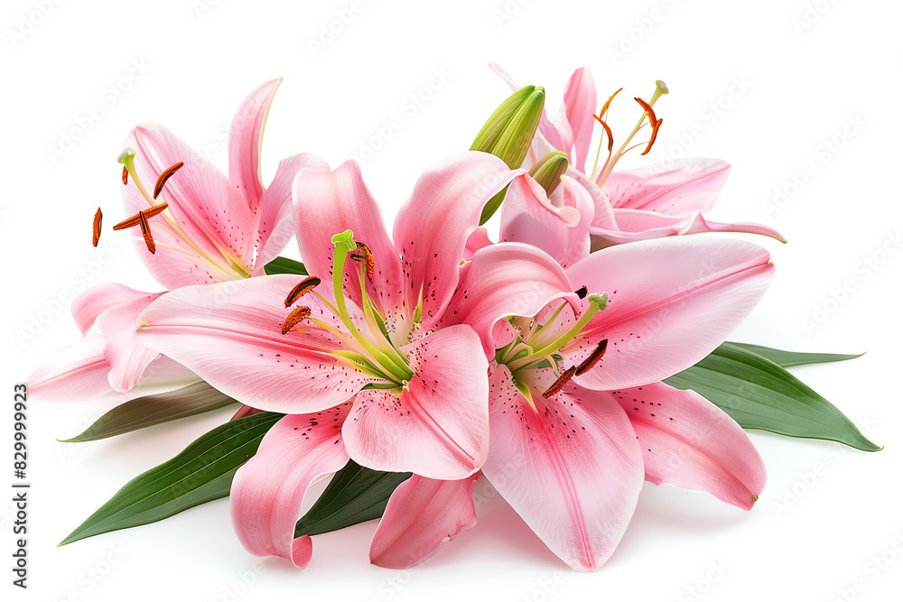 Lily, bouquet, isolated on white background