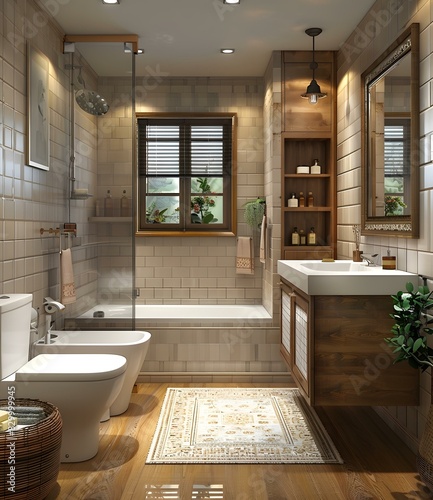 IKEA Style Bathroom Design  Including Bathtub  Shower  Toilet  and Sink