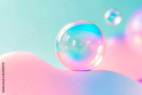 abstract background   transparent balls on a wavy surface
