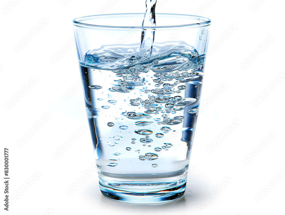 Fresh water in a glass on a white background, created by AI Fresh water in a glass on a white background, created by AI