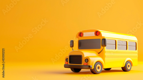 Toy school bus on yellow background