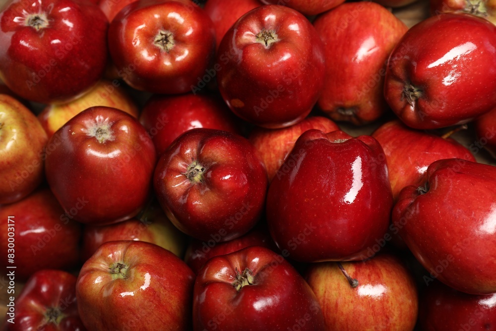 Fresh ripe red apples as background, top view Fresh ripe red apples as background, top view