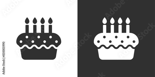 Birthday cake black and white icon vector illustration design