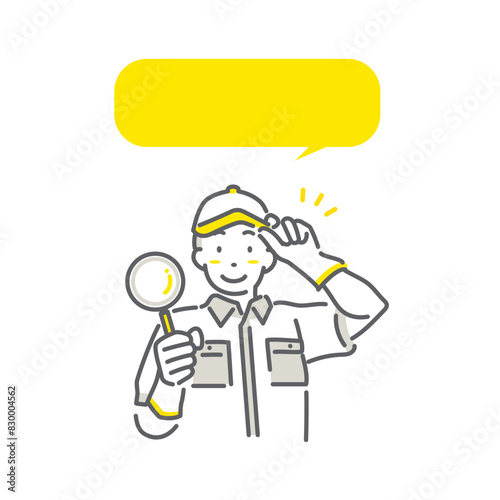 さわやかな作業員の男性　シンプルでおしゃれな線画イラスト